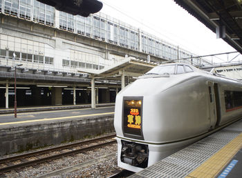 Train at railroad station platform