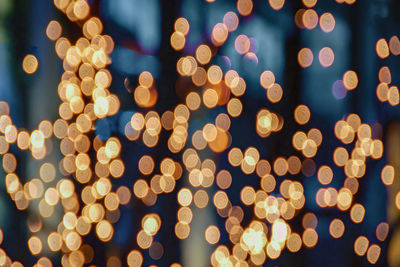 Defocused image of illuminated lights at night