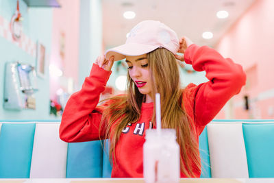 Young woman looking away