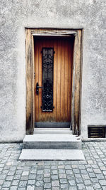 Closed door of old building