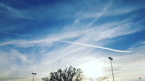 Low angle view of vapor trail in sky