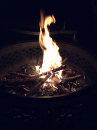 Close-up of bonfire at night