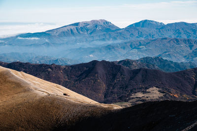 Scenic view of mountains against sky in arquata del tronto, marche italy 