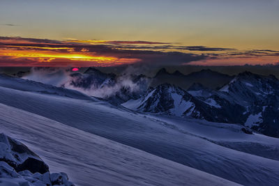 Scenic view of snow covered landscape against sky