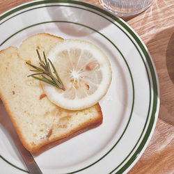 High angle view of breakfast on table