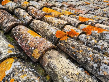 Detail of an old roof in tiles