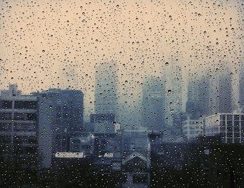 Close-up of water drops on glass