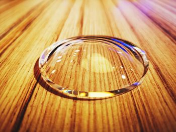 High angle view of glasses on table