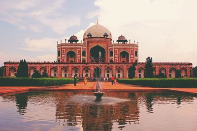 Reflection of building in water