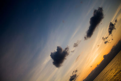 Low angle view of sky at sunset