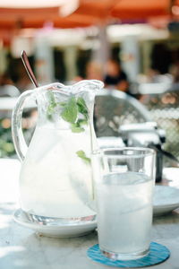 Close-up of drink in glass on table