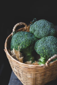 High angle view of vegetables in basket