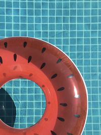 Close-up of inflatable ring in swimming pool