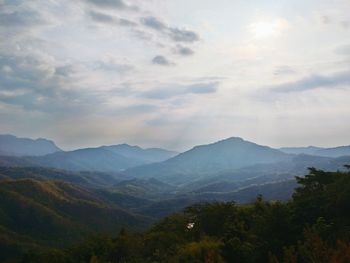 Scenic view of mountains against sky