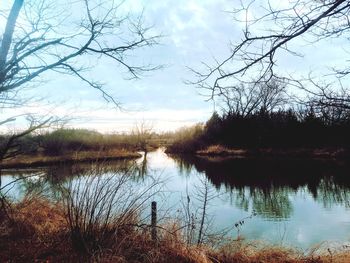 Scenic view of lake against sky