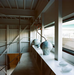 View of bird perching on table at home
