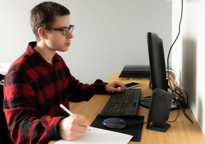 Man working on table