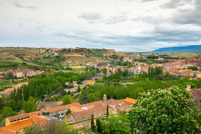 High angle view of townscape against sky