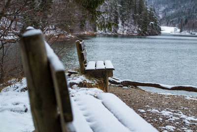 Scenic view of frozen lake during winter