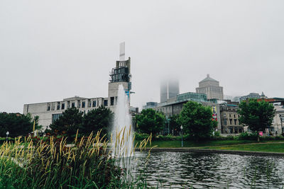 View of cityscape against clear sky