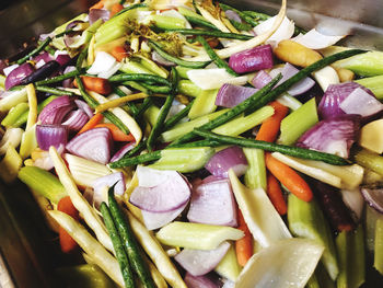 Close-up of chopped vegetables