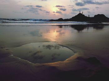 Scenic view of sea at sunset