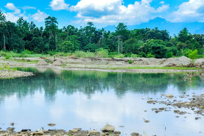 Scenic view of lake against sky