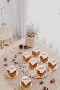 High angle view of cake on table