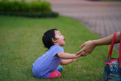 Boy playing in park