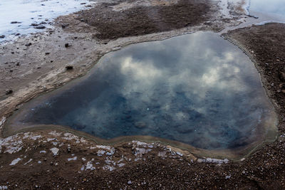 Aerial view of volcanic landscape