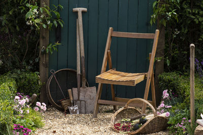Potted plants on table at yard
