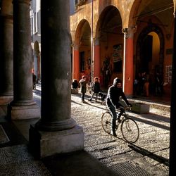 Woman walking in city