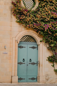 Closed door of building