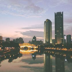 Illuminated city at night