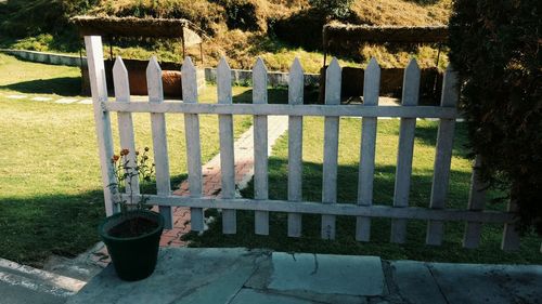 Wooden gate in yard