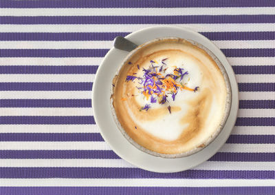 High angle view of coffee on table