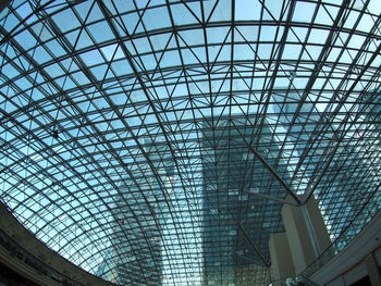 Low angle view of skylight in modern building