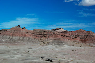 Scenic view of desert against blue sky