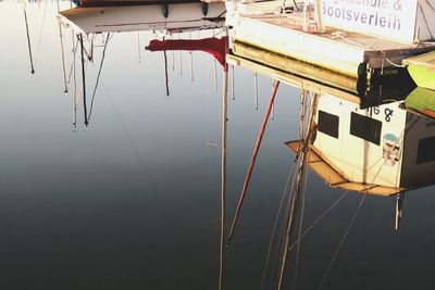 High angle view of clothes hanging by lake