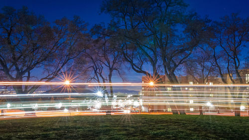 Light trails on street at night