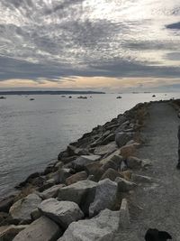 Scenic view of sea against sky during sunset