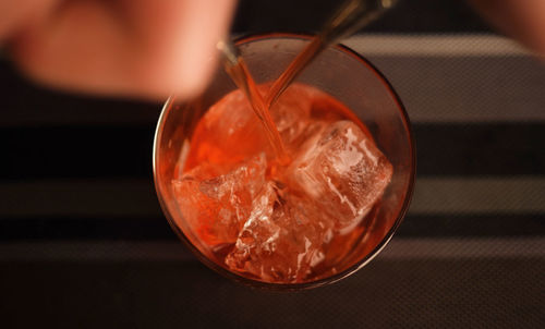 Close-up of drink in glass on table