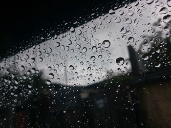 Close-up of water drops on window