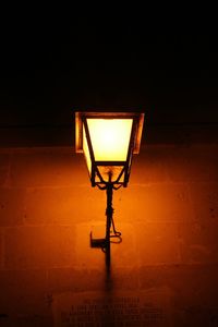 Close-up of illuminated street light