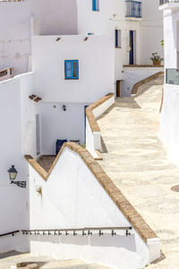 High angle view of roads amidst houses