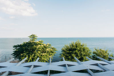 High angle view of calm blue sea