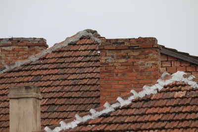 Low angle view of roof against clear sky