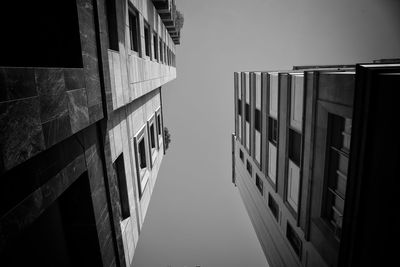 Low angle view of buildings against clear sky