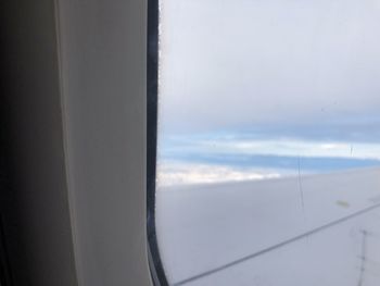 View of sky seen through airplane window