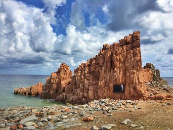 Rock formations on beach